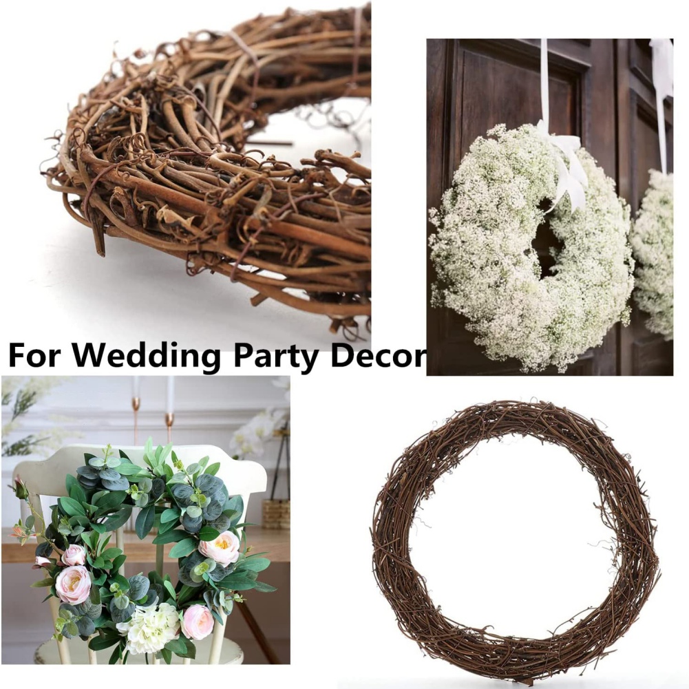 Couronne ronde en rotin naturel, 10/15/20/25/30/40cm, bricolage, tige de branche, guirlande suspendue, décor de fête d'anniversaire et de mariage, de noël