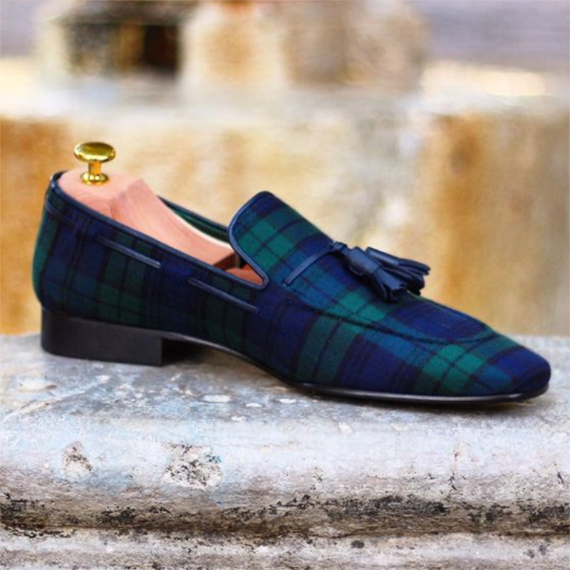 Conjunto Clásico Retro De para Hombre, Zapatos a cuadros De alta borla De , informales, HA856