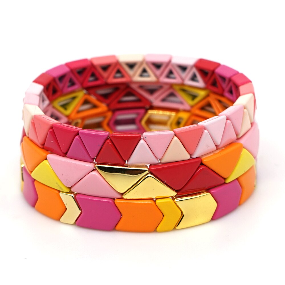 Shinus LOVE Letter Bracelet For Women Enamel Tile Bracelets On Hand Boho Bangle Stretch Pulseras Jewelry: RO-S190006