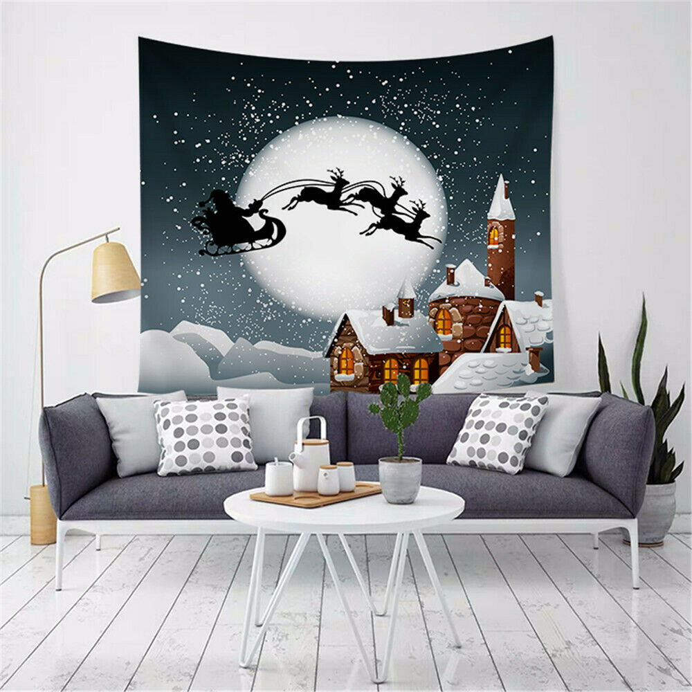 Christmas tapetry hauska joulupukki poro print seinälle roikkuu joulujuhla koristele meitä: Kristalli