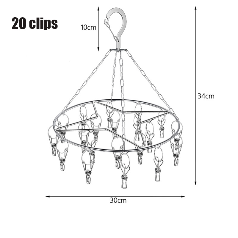 Aço inoxidável Windproof Secagem Rack, Multi-Funcional Hanger, Socks Holder, Bra Organizer, Clipe Sock: Cinza claro