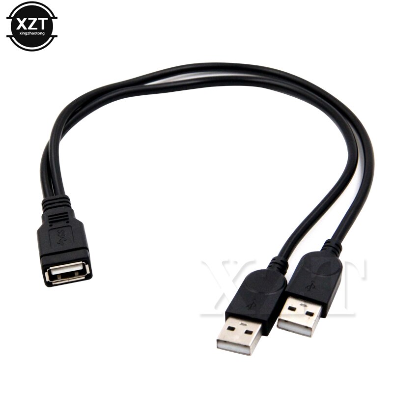 1 pieza USB 2,0 tipo macho a 2 USB Dual hembra Y, Cable de extensión, HUB negro más