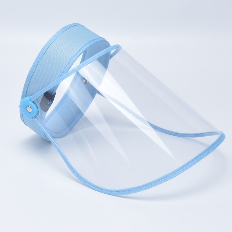Transparent Adjustable Cap Helmet Plastic Anti-Spitting Droplet Dustproof Oil Splash Protective Safety Faceshield Cover Hat: blue