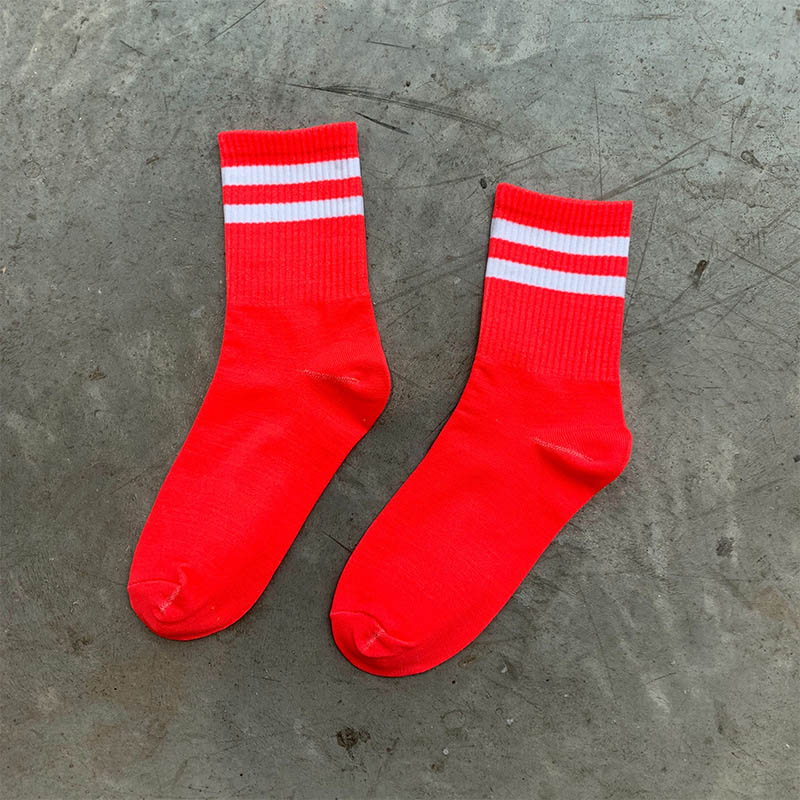 Stilig ren farge klassiske striper casual neon sokker kvinner harajuku fluorescens grønne korte sokker vinter bomull sokker unisex