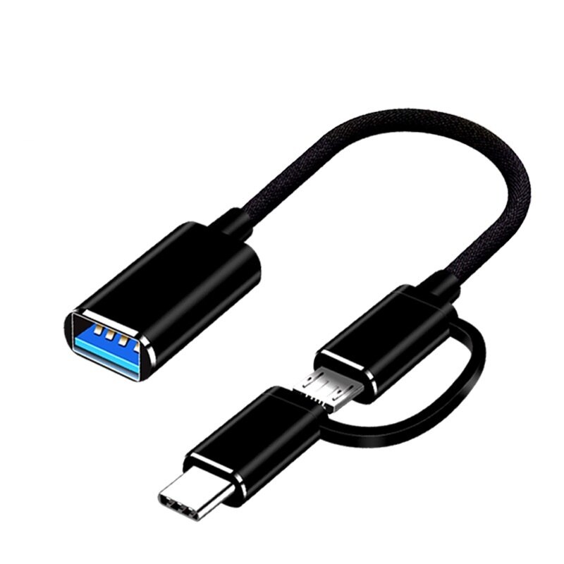 2 em 1 usb 3.0 otg adaptador cabo tipo-c micro usb para usb 3.0 conversor de interface para a linha de cabo de transferência de smartphone para samsung: C02000235-BLACK