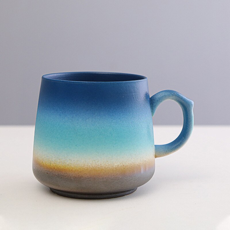 Vintage Multicolor Kiln Fambe Ceramic Teacup Japanese Style Retro Handmade Tea Cup Temmoku Glaze TeaSet Home Tea Bowl Master Cup: E7-350ml