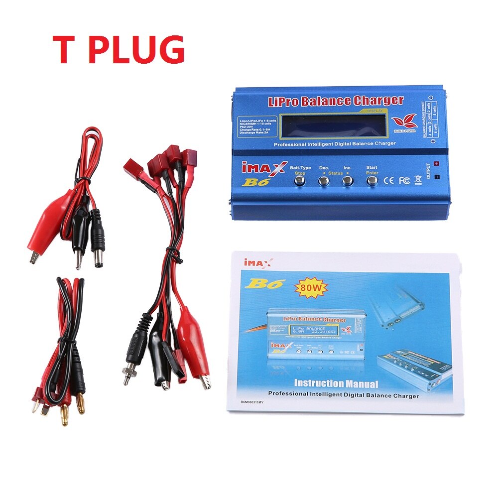 IMAX B6 80W con alimentación de CA 12v 5A Adapter RC + Tamiya T enchufe para lipro NiMH NiCd cargador de equilibrio de batería