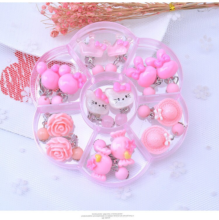 Cartoon Earrings Plastic Ear Clips Girls Toy Colorful Girls Kids Children Pretend Play Beauty Toys Birthday Party