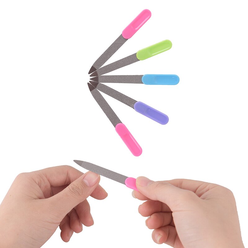 Limas pulidoras para manicura y pedicura, herramienta de manicura con mango de plástico, de doble cara, 5 unids/lote