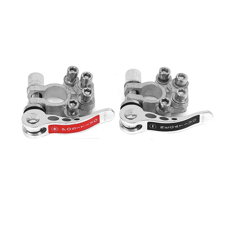 2 Pcs Car Battery Terminal Connector Wire Cable Clamp Quick Release Disconnect Shut-Off Connectors Car Auto Accessories 12V 24V