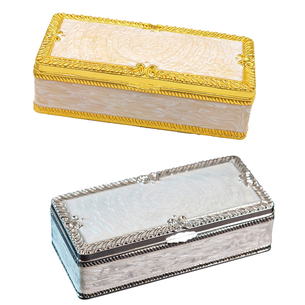 Retro Engraved Jewelry Storage Box Rectangle Trinkets Organizer Case Treasure Chest, Silver or Gold