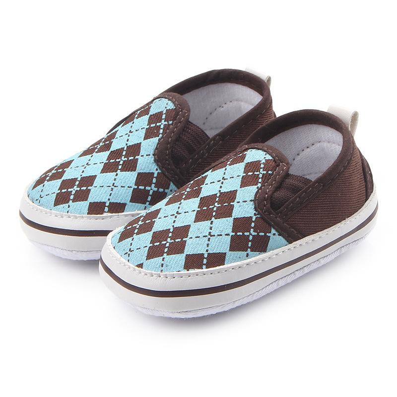 Fabriek direct zeefdruk geruite baby baby voeten schoenen peuter schoenen 0026: Blauw / 3 / 0-6 months