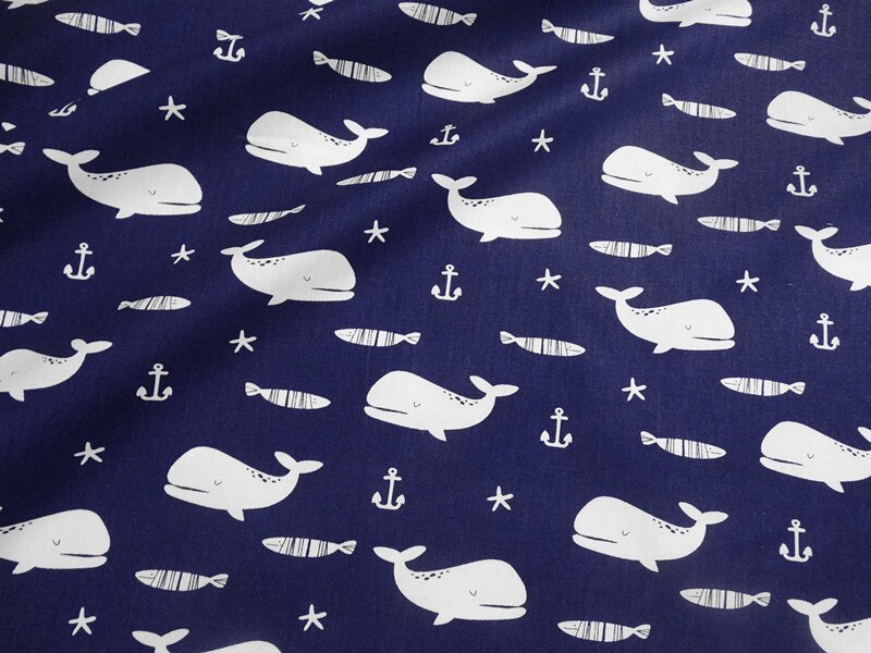 Baleine impression tissus à la main tela algodon bricolage couture Patchwork bébé robe lit sac couture vêtements tissu coton sergé tissus: 50x80cm / Cotton Fabrics 02