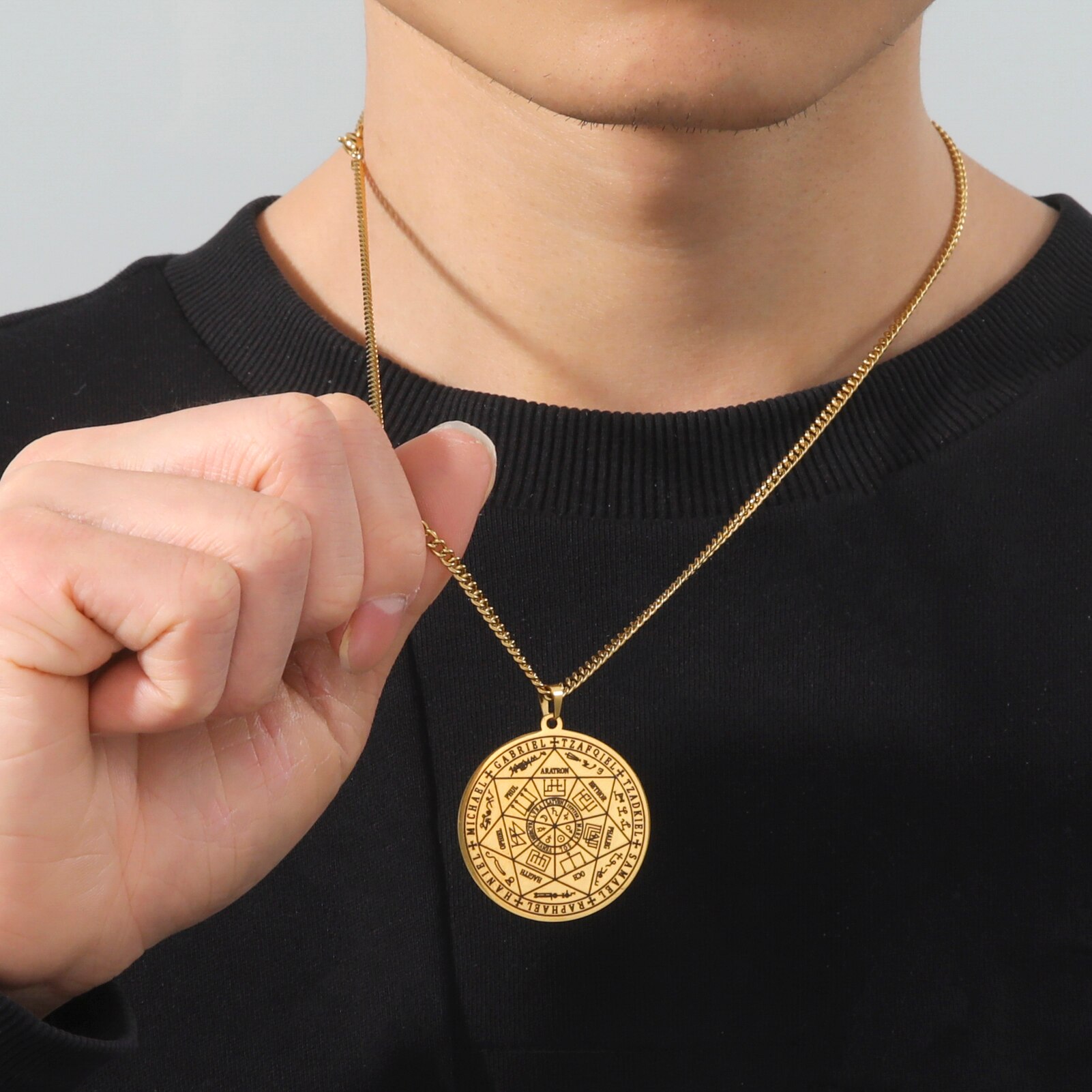 Wicca 7 Archanges Sceau Charme Colliers Hommes Femmes Witchcra Pentagramme Pendentif Surnaturel Amulette Magique Protection Talisman