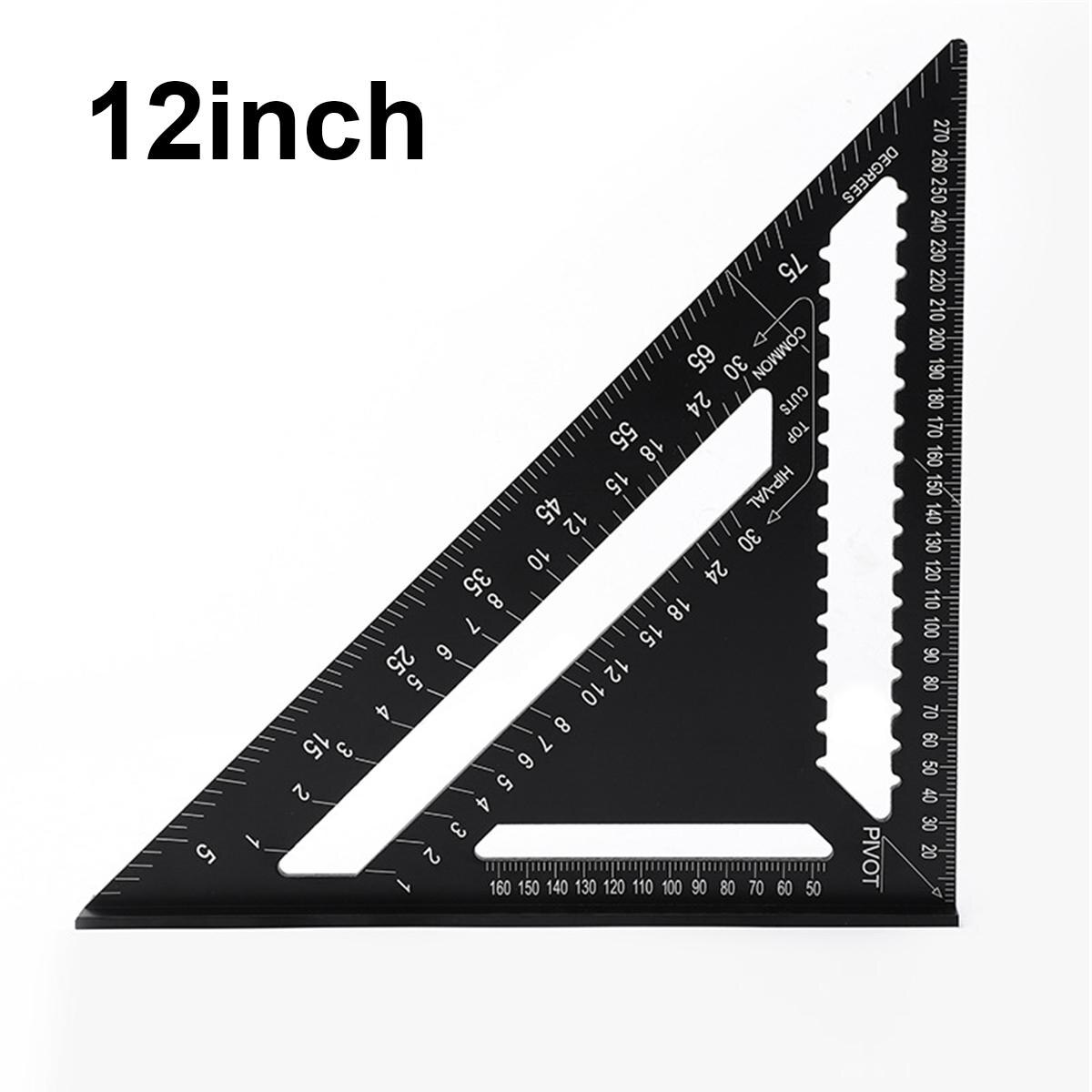 12 inch Metric and Imperial Aluminum Alloy Triangle Angle Ruler Protractor Woodworking Measurement Tool Square Layout Gauges