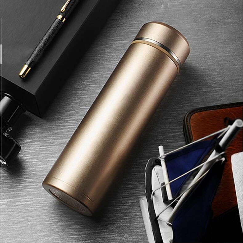 Taza de vacío de acero inoxidable 316 para hombres y mujeres, taza de té de negocios, taza de agua portátil, función de preservación del calor sin calefacción: Golden