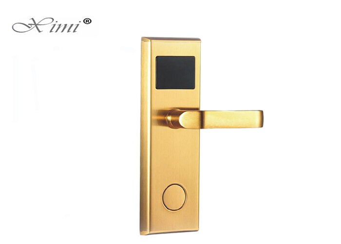 Good Electronic Home Door Lock System Swipe Card Stainless Steel Smart Hotel Door Lock With RFID Card HM-201: golden color