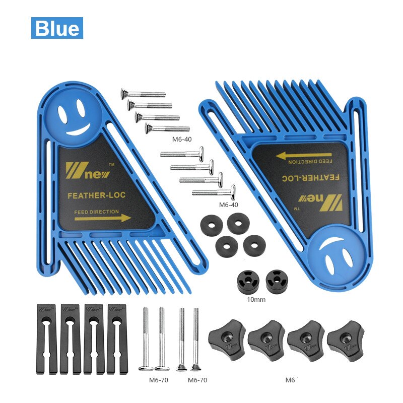 Multi-purpose Feather Loc Board Set Double Featherboards Miter Gauge Slot Woodworking Saw Table DIY Safety Tools: Blue Set