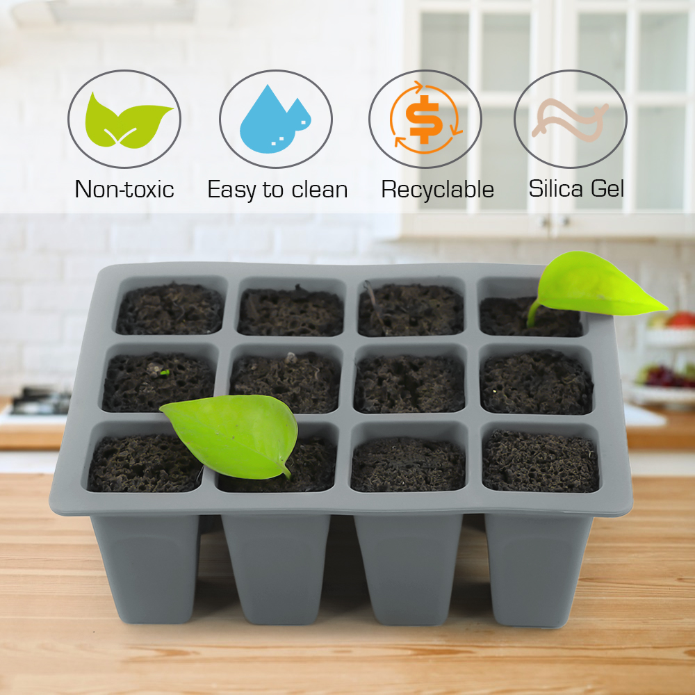 Plantes d'intérieur en silicone pour jardin, cadres de plantes, démarrage de l'escalade, pots de pépinière de semis, conteneur de propagation, boîte de culture de germination, 4 cellules, 6/12 cellules