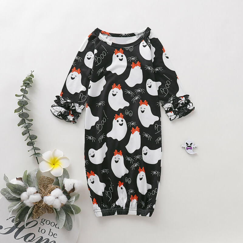 Halloween bebé niñas niños sacos de dormir vestido fantasma camisones ropa de dormir saco de dormir volantes manga larga ropa de cama 0-3Y