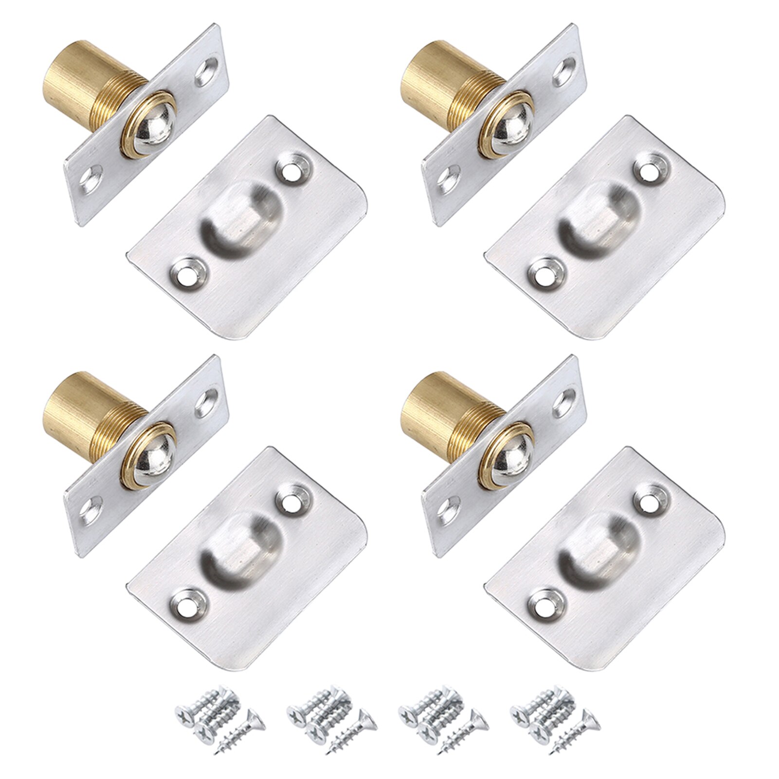 Adjustable Size Universal Furniture Hardware With Strike Plate Home Bathroom Latches Stainless Steel Closet Door Ball Catch