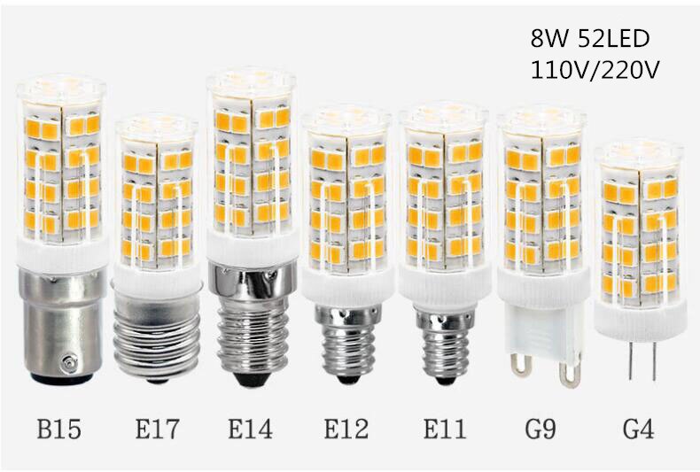YOU G4 G9 E14 E12 B15 E11 E17 LED Bulb 220V/110V LED Corn Bulbs 8W 10W Light Bulbs 52/76LED 360 Degree 2835SMD 76LED