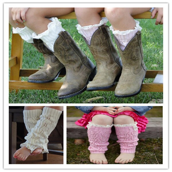 Calentadores de piernas de punto para niñas a la botones de encaje de ganchillo calentadores de piernas para NIÑOS Calcetines de bota infantil de invierno para chico