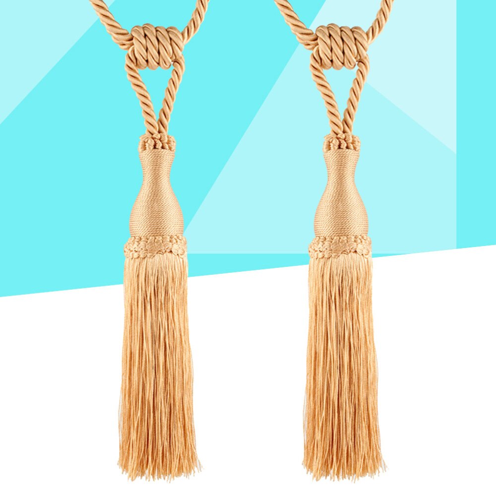 2PCS European Style Curtains Tieback Rope Tassel Holdbacks Home Decorative Window Drapery Tassels Tiebacks (Golden)