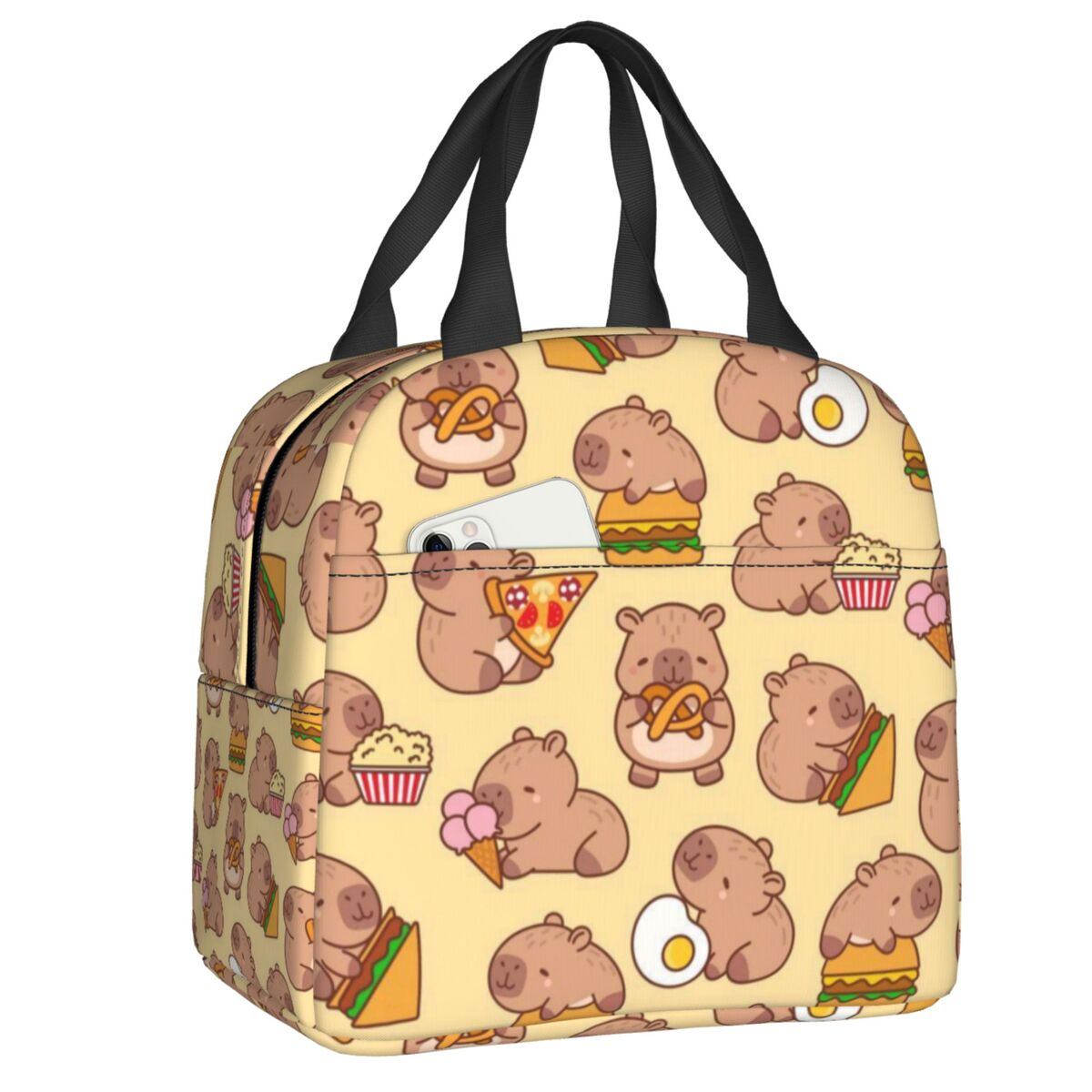 Anpassad capybara isolerad lunchväska för kvinnor läckagesäker kylväska termisk lunchväska kontor picknick resor: Beige