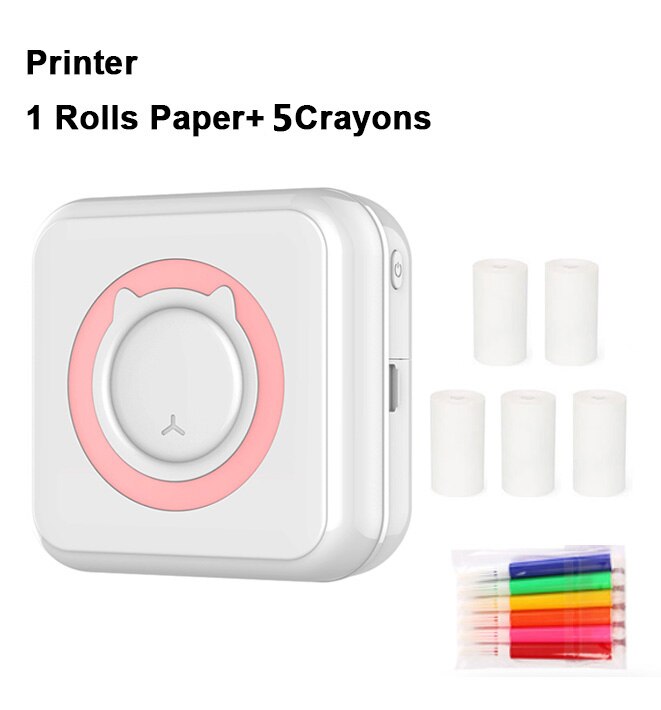 Pocket Thermal Printer Portable Mini Wirelessly BT Connect 200dpi Photo Label Memo List Printing Wireless Printer Clearly: pink-DYZ-5-C