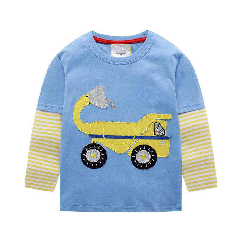 Jumpingbaby boys t-shirt bil t-shirt barn t-shirt traktor hösttröjor barnkläder koszulka koszulki meskie t-shirt enfant: T8516 bilar / 7t