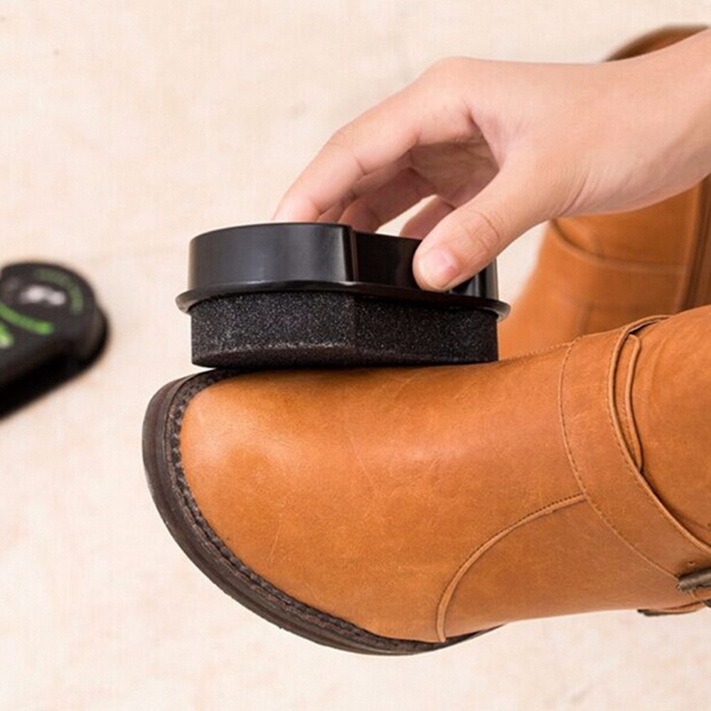 Esponja de brillo enceradora de cera líquida para limpieza y pulido de cuero, zapatos y botas para bolsa de, sofá, 1 Uds., limpiador de cepillo de zapatos con brillo negro