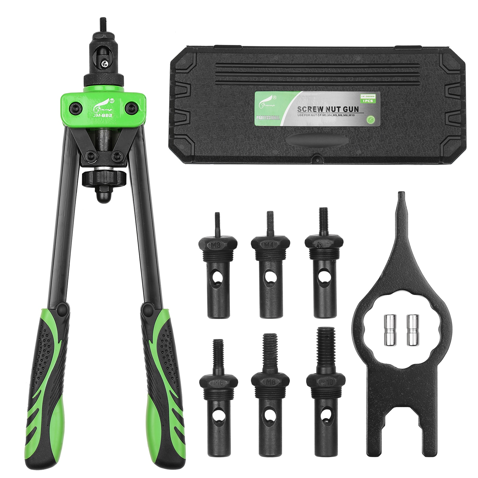 Hand Rivet Nut Tool Riveting Tool Rivet Nut Setter with 6 Metric Mandrels of M3/M4/M5/M6/M8/M10 and Molded Carrying Case