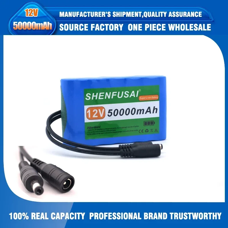 Portable Super 12V 50000mah Battery Rechargeable Lithium Ion Battery Pack Capacity DC 12.6v 30Ah CCTV Cam Monitor + Charger