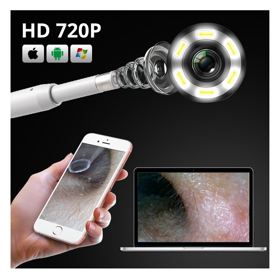 KERUI-endoscopio de 720P HD multiusos, cámara de WiFi USB de 2M y 5,5mm, limpiador de orejas, boroscopio, compatible con PC, MAC, Android IOS y teléfono
