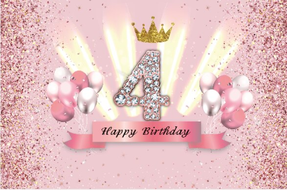 Arrière-plan rose pour 4ème Photo, fille et garçon de quatre ans, couronne de fête d'anniversaire, arrière-plan pour photographie, bannière, accessoire pour séance Photo: 150x100cm / NO 2