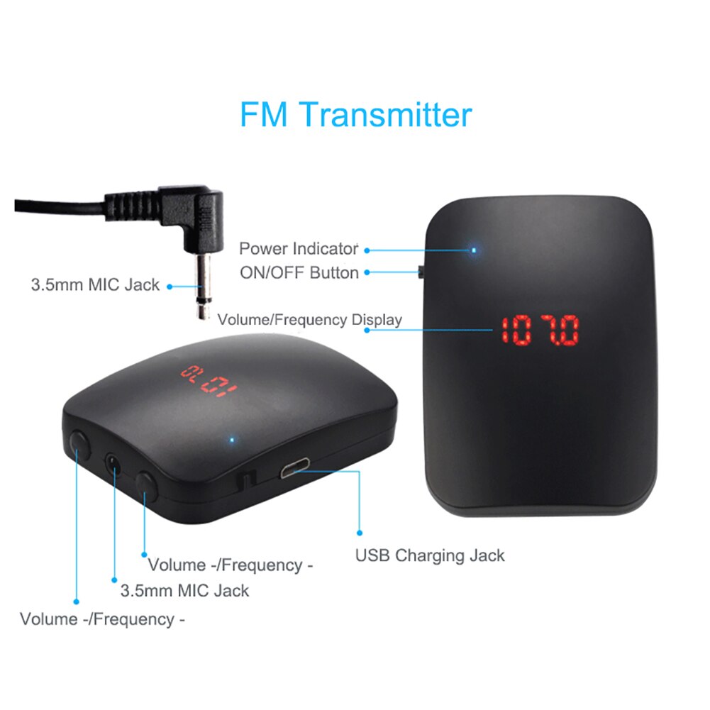 FM sans fil Microphone FM Radio émetteur casque collier Guide touristique ClipingOn micro avec les deux casque micro revers micro directe