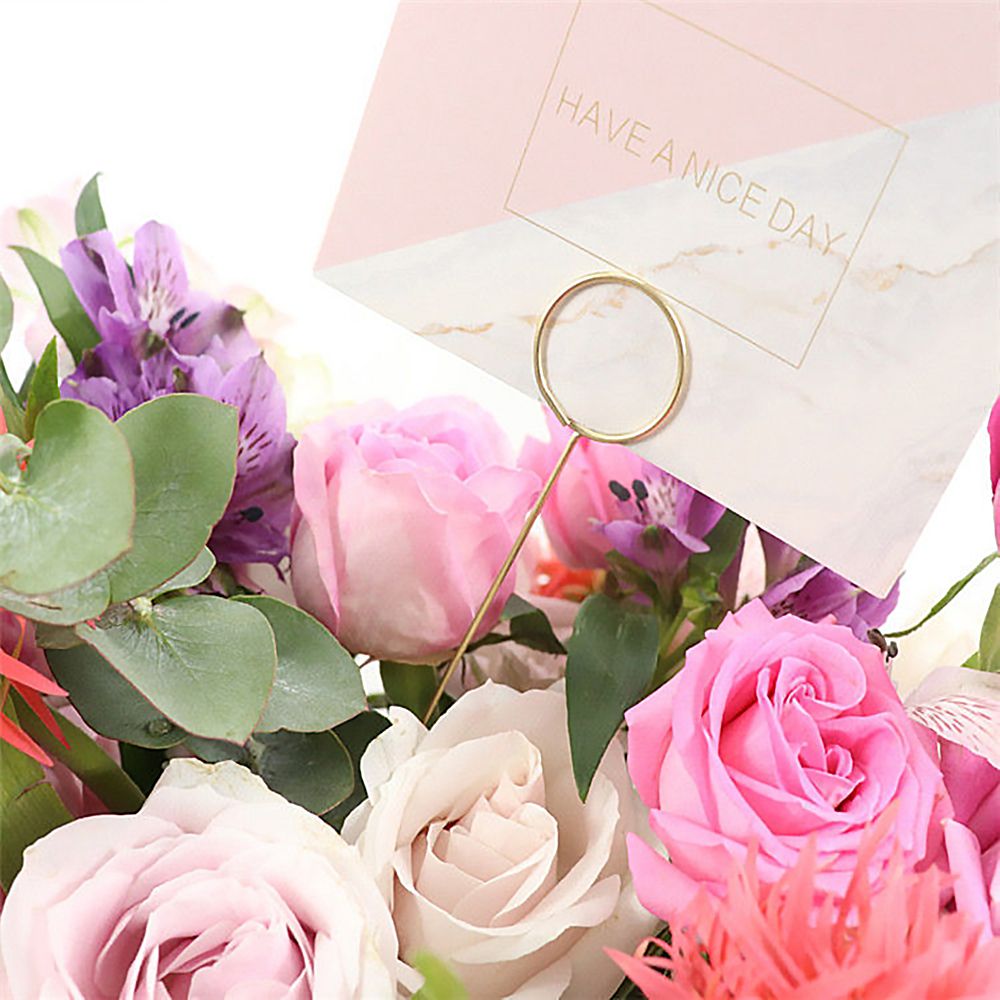 10Stck DIY Gold Floristen Strauß Kasten Verpackung Liefert Blume Strauß Karte Halfter Stock Clips Kuchen Karte