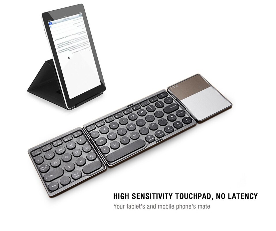 Clavier Bluetooth Ultra-fin pliable à touches rondes, Portable sans fil pour iOS/Android/Windows/tablette