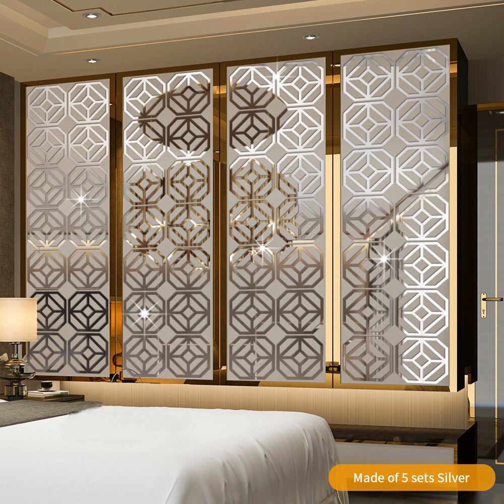 Achthoek Vierkante Holle 3D Spiegelwand Sticker Acryl Sofa Achtergrond Woonkamer Decoratie Kast Renovatie Decal Home Decor
