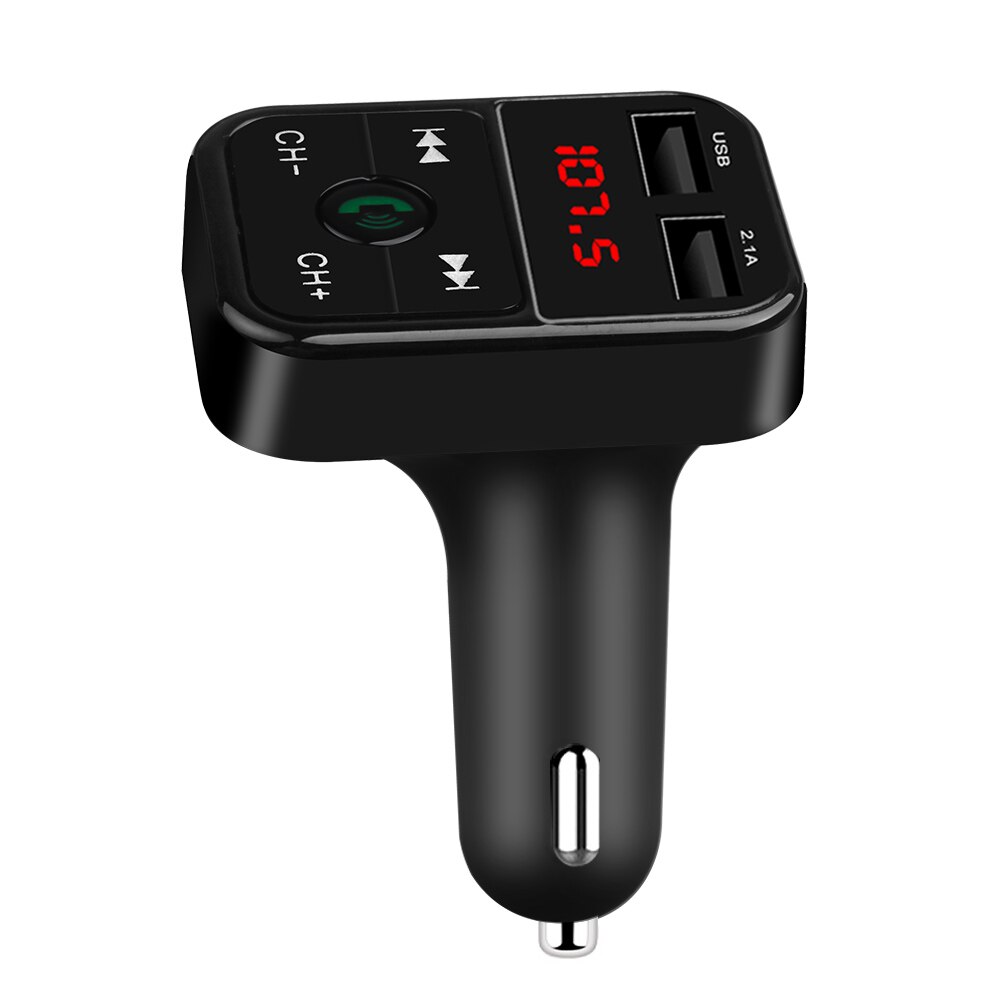 Auto Lader Voltage Display Bluetooth MP3 Speler Handsfree Car Kit Fm-zender Tf U Disk Dual Usb Charger Power Adapter: Black