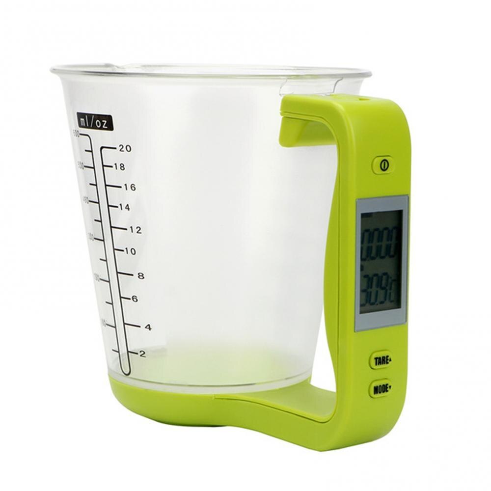 Electronic LCD Display Weight Scale Digital 1000g Kitchen Flour Water Measurement Cup with Baking Supplies: Green