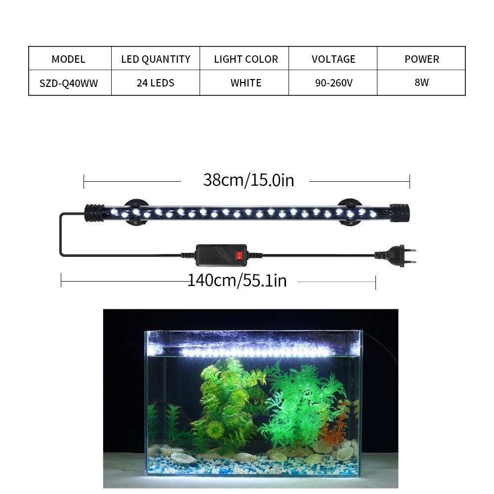 Zeven Masterrgb Aquarium Licht 18-57Cm Afstandsbediening Duiken Lamp Kleurrijke Lamp 90-260V Lamp Voor planten Aquarium Amfibische Gebruik: SZDQ40W