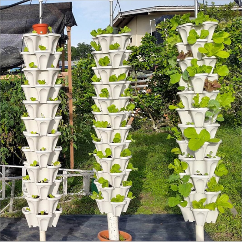 PP three-dimensional three-petal flower/strawberry pot multilayer stacking cultivation pot vegetable melon fruit planting pot