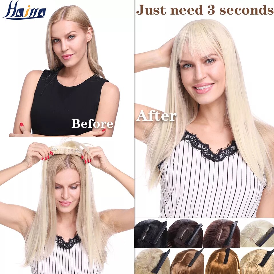 Perruque synthétique à Clip avec frange – s-noilite, en Fiber haute température, 8 couleurs, 17 pouces