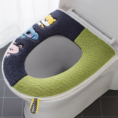 Cotton Linter Overcoat Toilet Case Bathroom Multi Color Toilet Mat Warm Toilet Seat Cover: A5