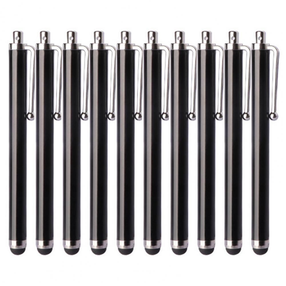 10Pcs Cell Phone Pen Universal Metal Touch Screen Pen Stylus Pens for Ipad Apple Samsung Tablet All Capacitive Screen with Clip: Black