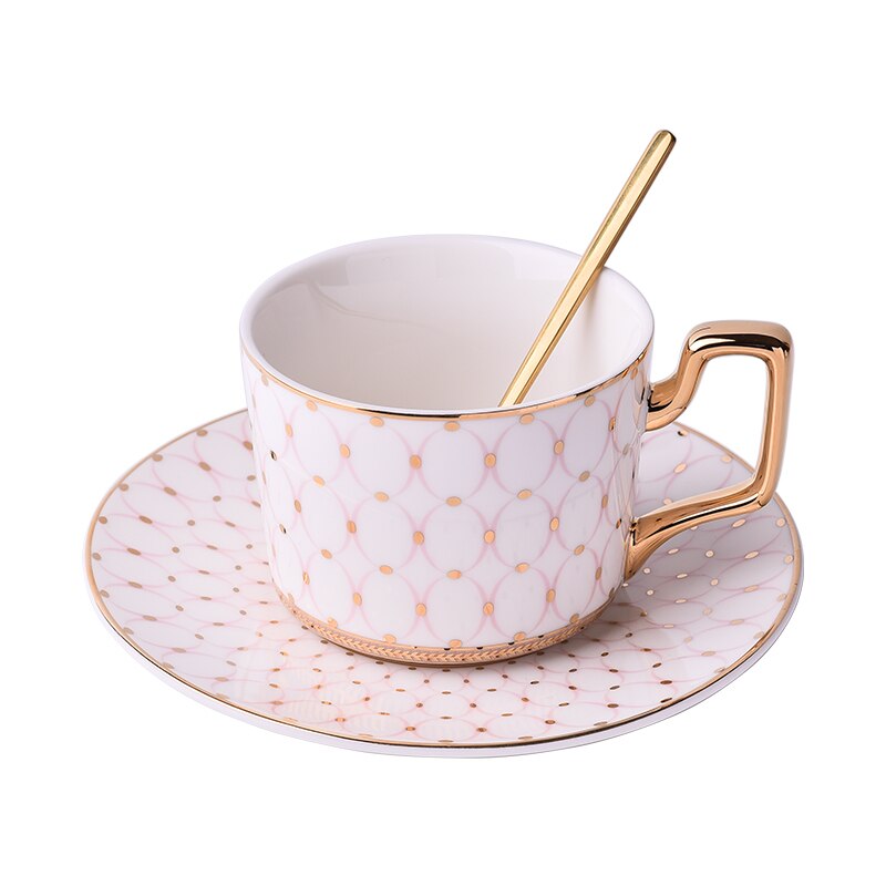 Tea Cup Saucers Bone China Teacups Coffee Cups Coffee Cup Saucers Set Mug Coaster Dish Set Office Tea Set Home Coffee Set: B Pink