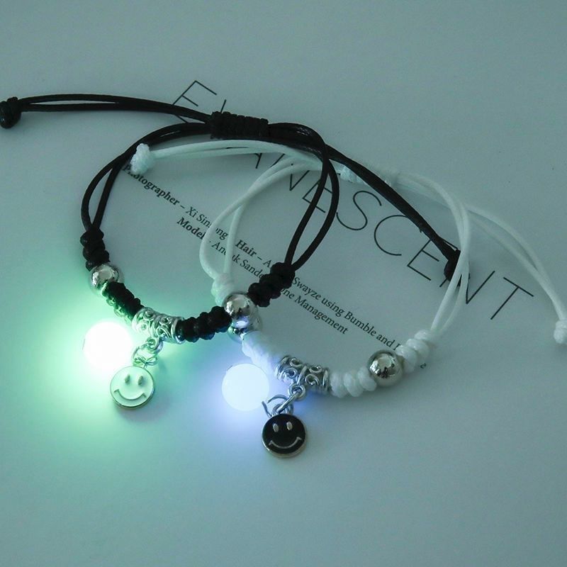 2 sztuk/zestaw luminous para bransoletka cute cartoon charm biżuteria regulowane elastyczne liny bransoletka panie i męskie prezenty dla zakochanych: 4