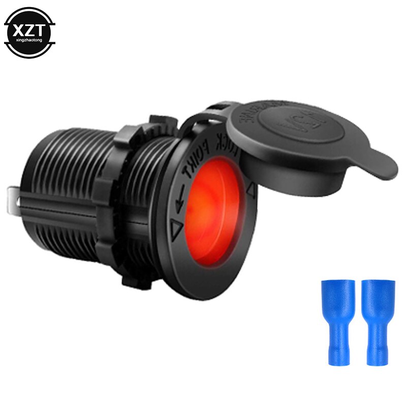 12V 120W Motorcycle Car Boat Tractor Accessory Waterproof Cigarette Lighter Power Socket LED Plug Outlet Charging Mobile phone: Red Light